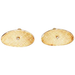 Retro Diamonds Oval Cufflinks 14 Karat Gold