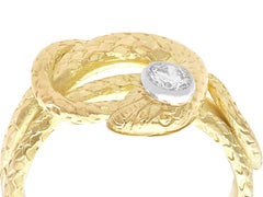 Vintage 0.13ct Diamond and 14ct Yellow Gold Snake Ring