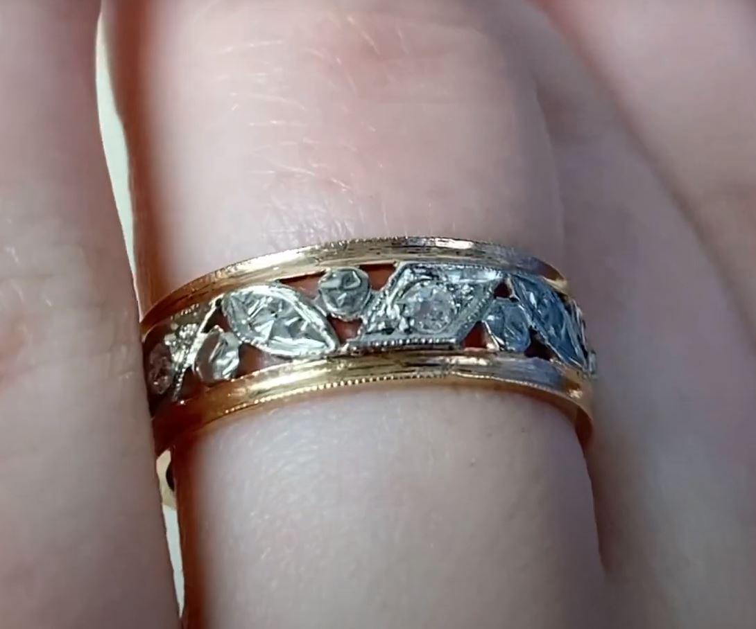 Vintage 0,13ct Single Cut Diamond Eternity Band Ring, 14k Gelb & Weißgold im Zustand „Hervorragend“ im Angebot in New York, NY