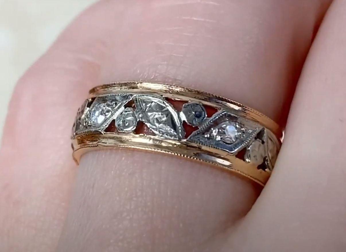 Vintage 0,13ct Single Cut Diamond Eternity Band Ring, 14k Gelb & Weißgold Damen im Angebot