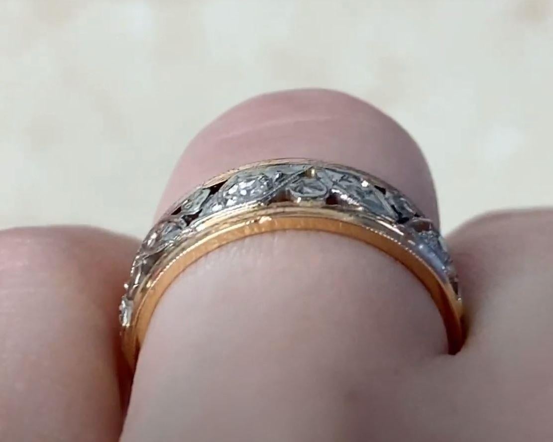 Vintage 0,13ct Single Cut Diamond Eternity Band Ring, 14k Gelb & Weißgold im Angebot 1