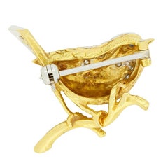Vintage 0.15ct Diamond Bird Brooch, c.1970s