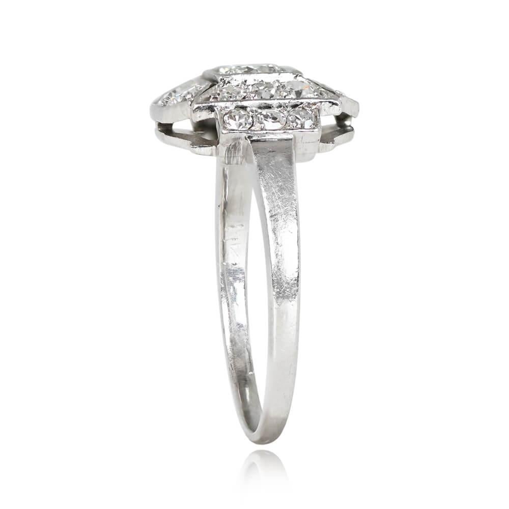 Art Deco Vintage 0.15ct Old European Cut Diamond Engagement Ring, I Color, Platinum For Sale