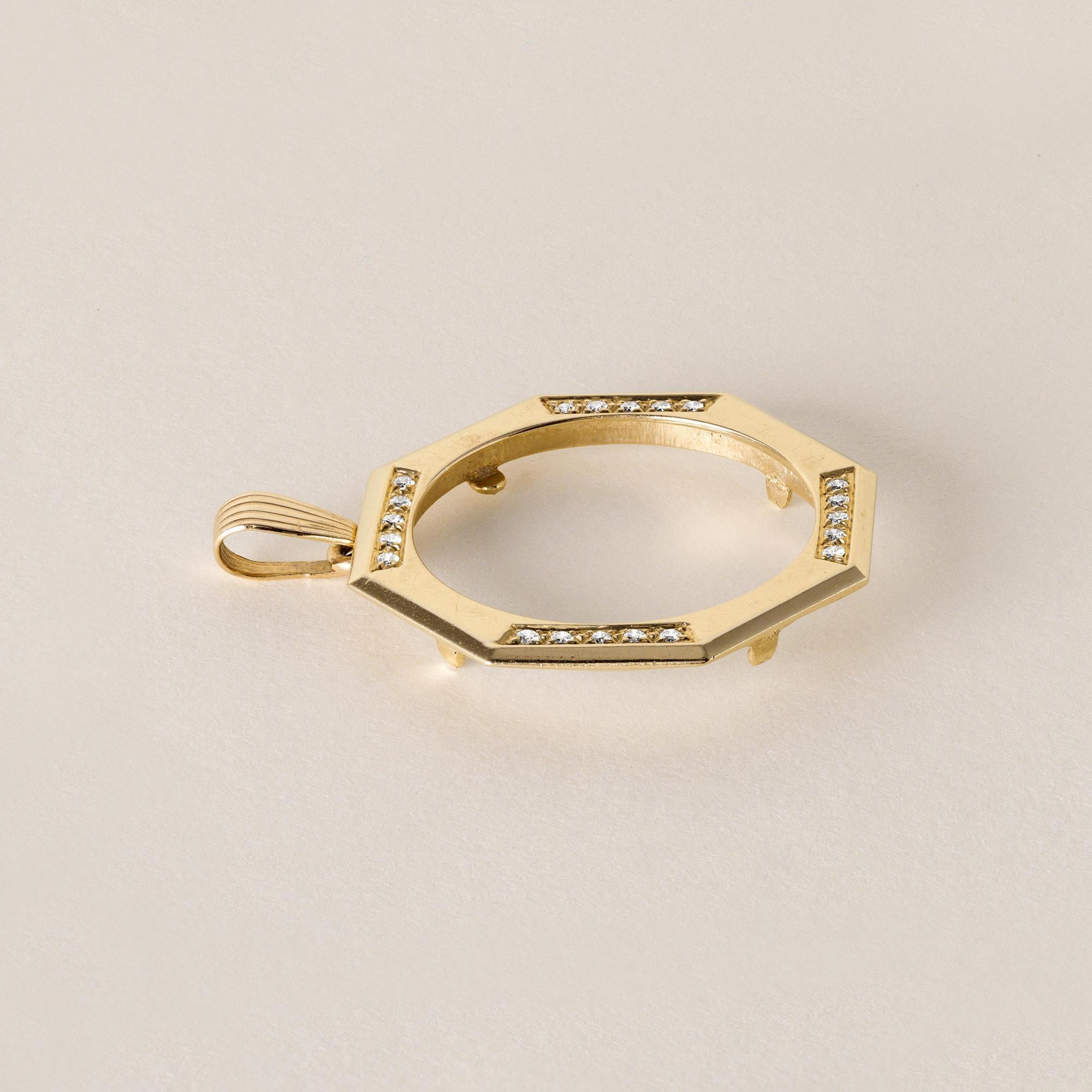 Vintage 0,20 Karat Diamant Münze Lünette Rahmen 14K Gelbgold (Moderne) im Angebot