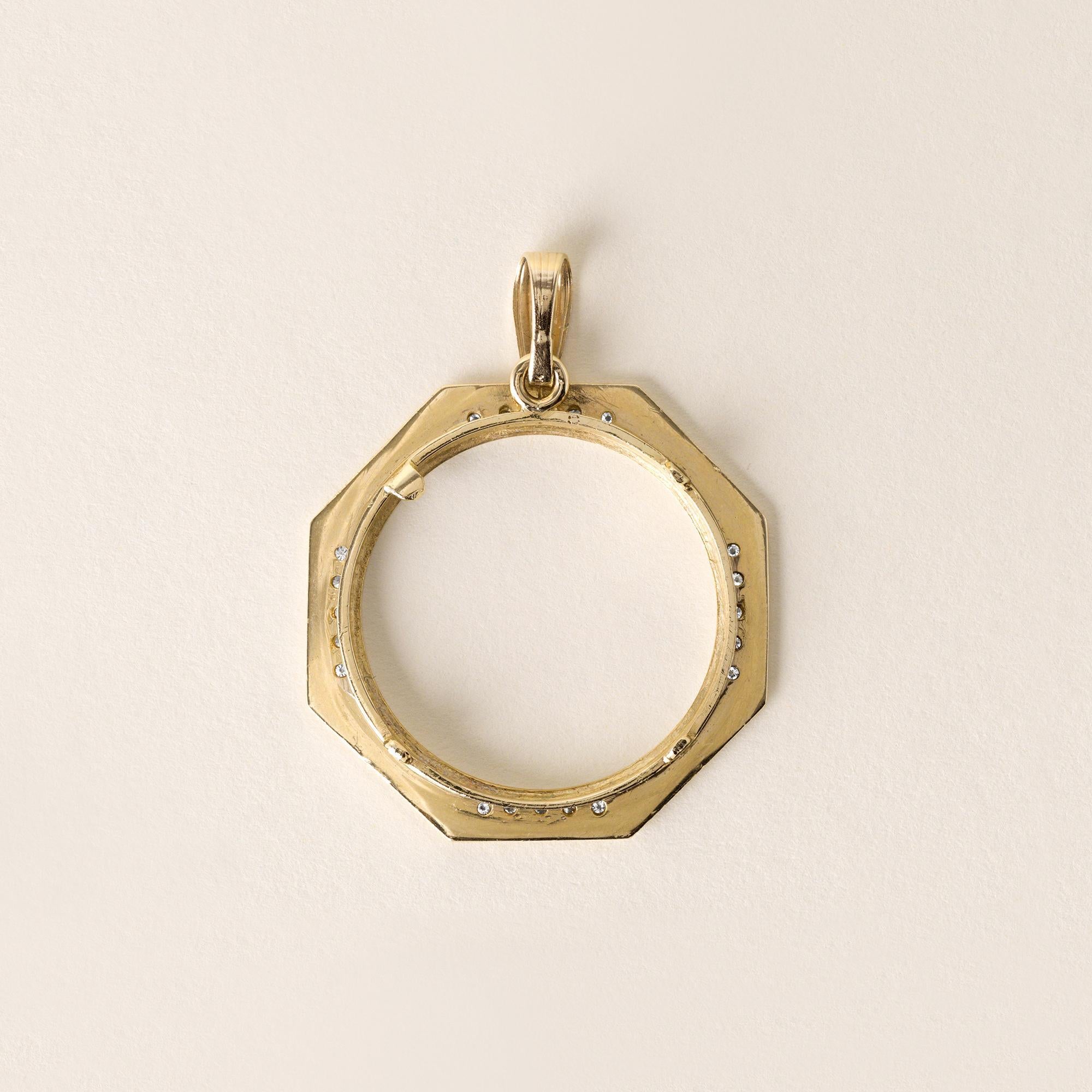 Taglio brillante Vintage By 0,20 Carati Diamante Moneta con castone in oro giallo 14K in vendita