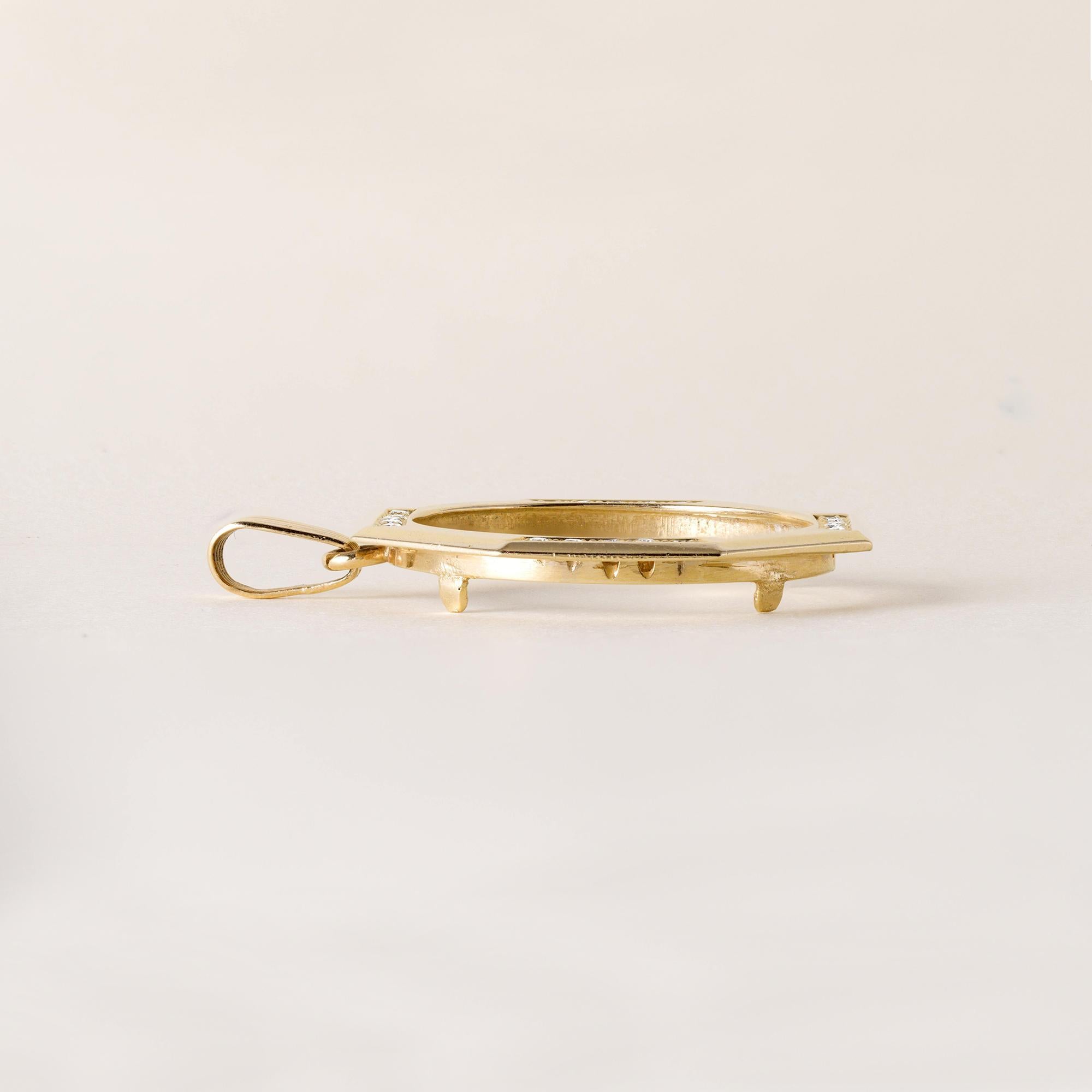 Vintage 0,20 Karat Diamant Münze Lünette Rahmen 14K Gelbgold im Zustand „Gut“ im Angebot in Los Angeles, CA