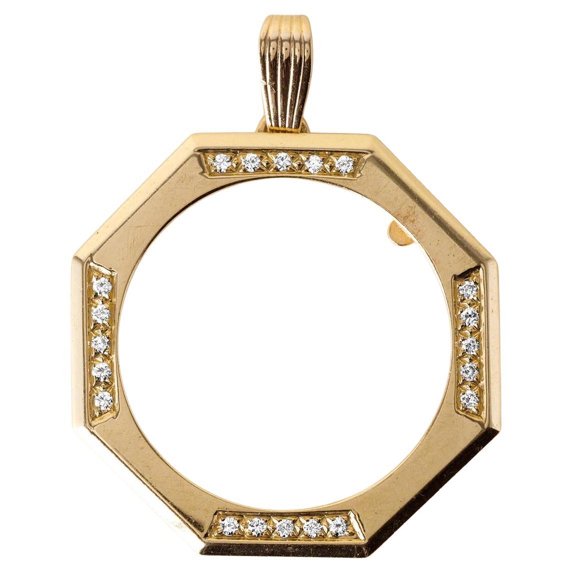 Vintage 0,20 Karat Diamant Münze Lünette Rahmen 14K Gelbgold im Angebot