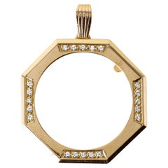 Vintage 0.20 Carats Diamond Coin Bezel Frame 14K Yellow Gold