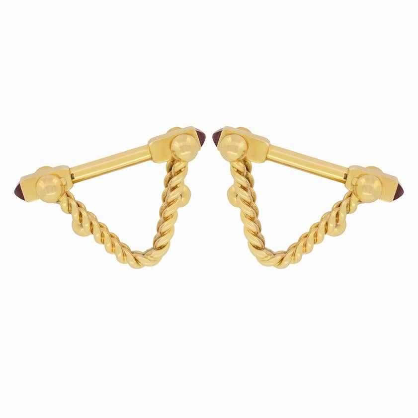 Boutons de manchette vintage en rubis 0,20 carat, c.1970 Bon état - En vente à London, GB