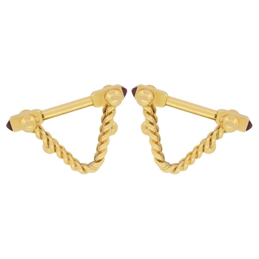 Boutons de manchette vintage en rubis 0,20 carat, c.1970