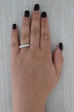 Vintage 0.21ctw Diamond Wedding Band 14k White Gold 5-Stone Size 8.25