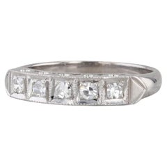 Vintage 0.21ctw Diamond Wedding Band 14k White Gold 5-Stone Size 8.25