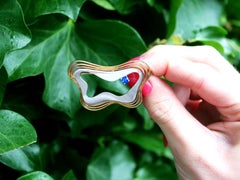 Vintage Art Nouveau Style Blue Sapphire Mixed Gold Brooch