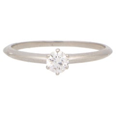 Vintage 0.24ct Tiffany & Co. Round Brilliant Cut Diamond Ring Set in Platinum