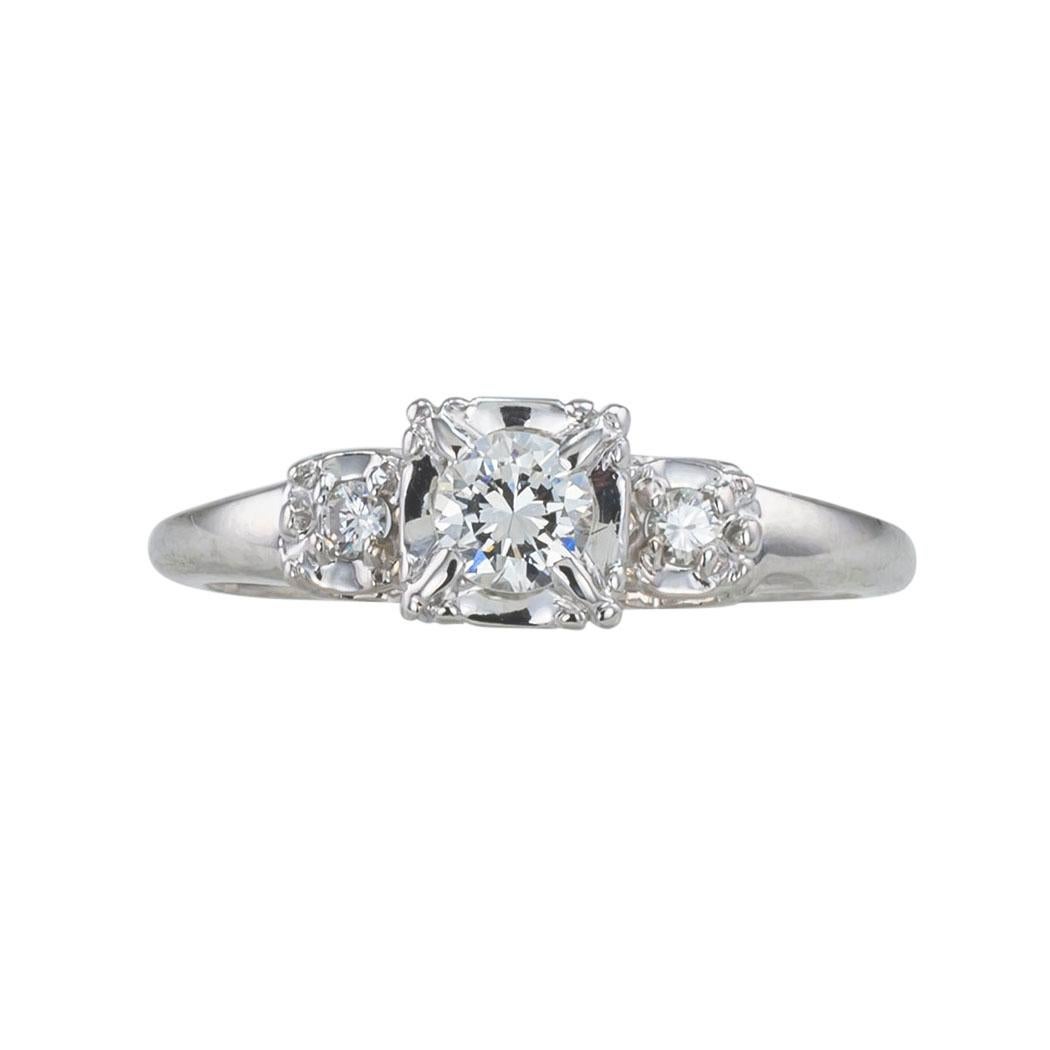 Modern Vintage 0.25 Carat Diamond Solitaire White Gold Engagement Ring