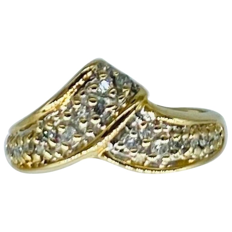 Bague diadème vintage en or 14 carats avec diamants de 0,25 carat en vente