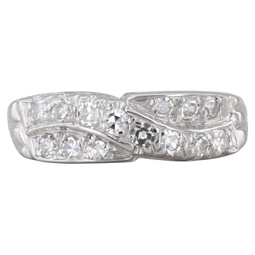 Vintage 0.25ctw Diamond Ring 14k White Gold Size 6 Anniversary Wedding Band For Sale