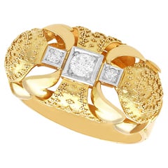 Vintage 0.28 Carat Diamond and 14 Karat Yellow Gold Dress Ring, Art Deco