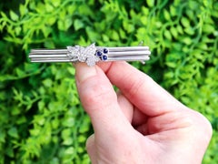 Vintage 0.28Ct Sapphire and 0.34Ct Diamond 18k White Gold Hair Clip Circa 1950