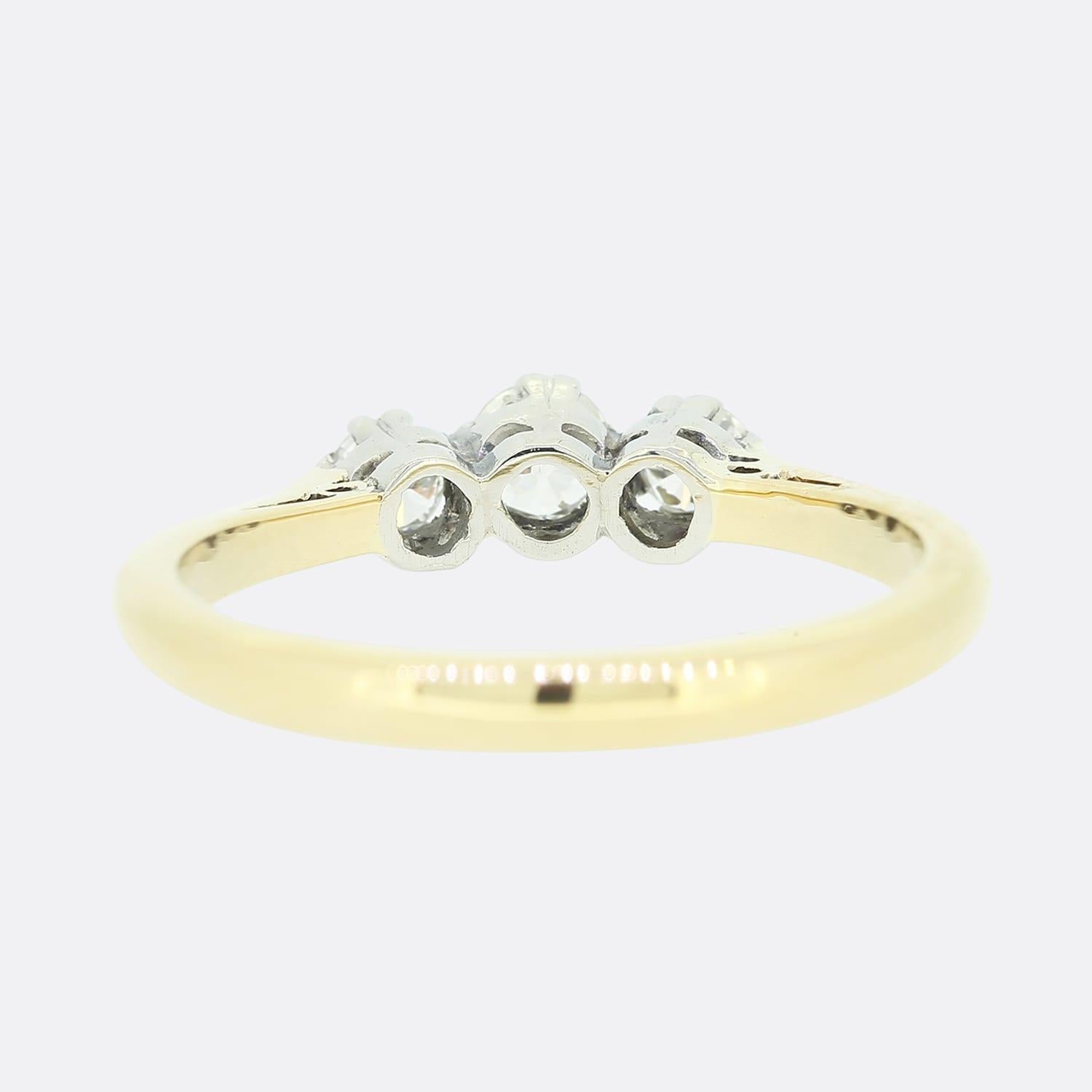 Brilliant Cut Vintage 0.29 Carat Diamond Three Stone Ring For Sale