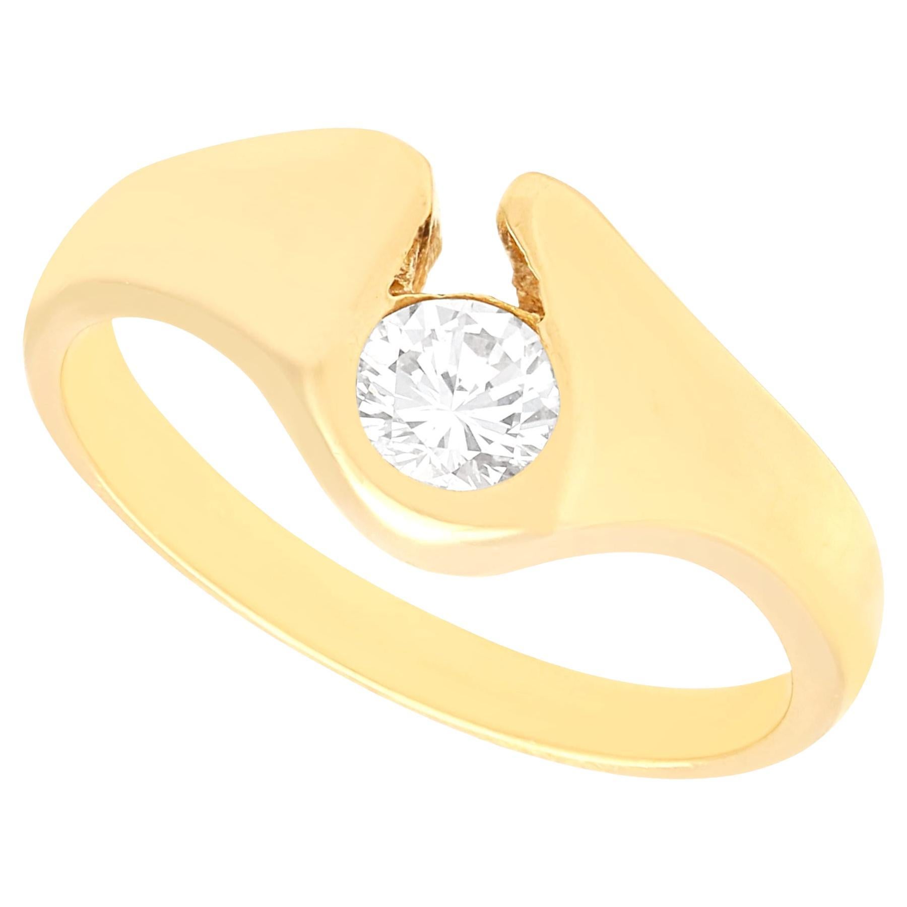 Bague de fiançailles solitaire vintage en or jaune 18 carats et diamants de 0,30 carat