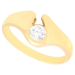 Bague de fiançailles solitaire vintage en or jaune 18 carats et diamants de 0,30 carat