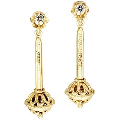 Boucles d'oreilles Vintage 0.30 Carat Diamond Dangling Drop 14 Karat