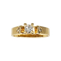 Retro 0.30 Carat Diamonds Engagement Ring 18k Solid Gold