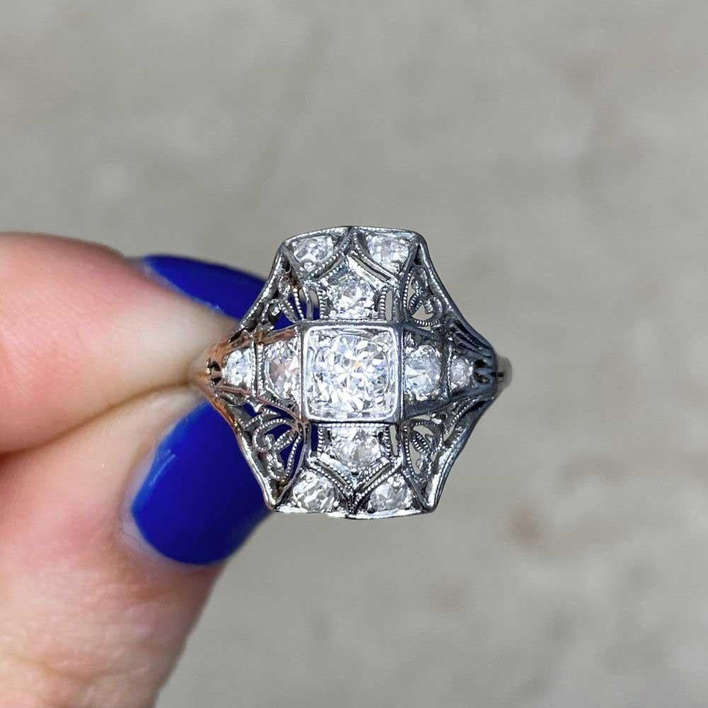 Vintage 0.30ct Old European Cut Diamond Engagement Ring, H Color, Platinum For Sale 5