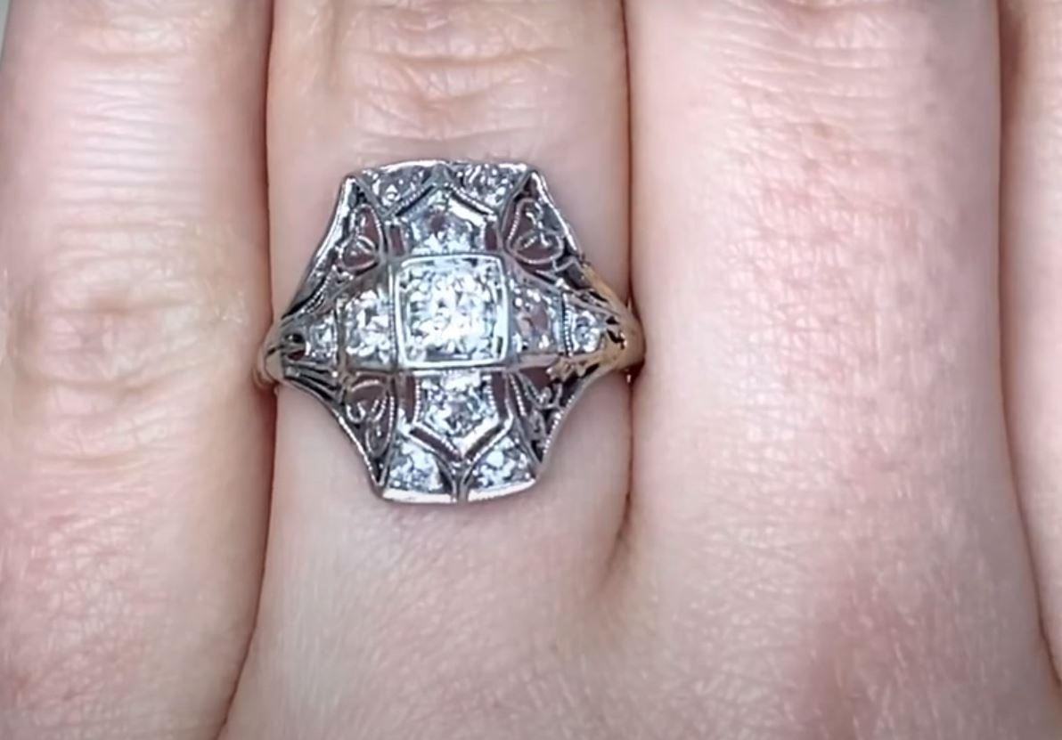 Women's Vintage 0.30ct Old European Cut Diamond Engagement Ring, H Color, Platinum For Sale