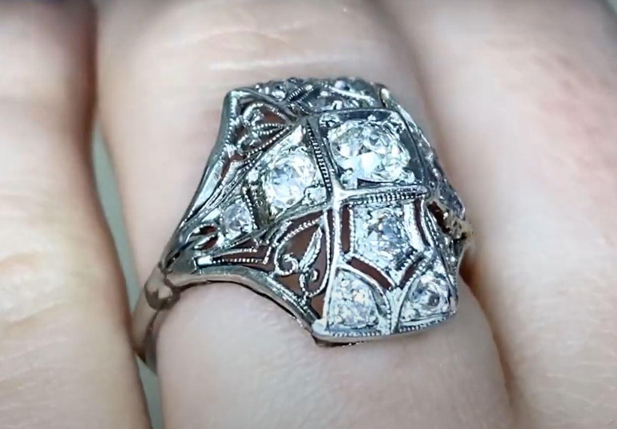 Vintage 0.30ct Old European Cut Diamond Engagement Ring, H Color, Platinum For Sale 1