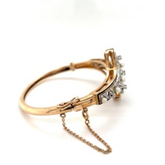 Vintage 0.32Cttw Diamond and Pearl Bangle Bracelet 14K Yellow Gold
