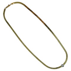 Vintage 0.35 Carat Bezel Set Diamond Pendant Cuban Link Necklace 14k Gold