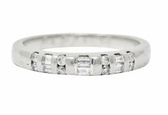 Vintage 0.35 Carat Diamond Platinum Bar Set Wedding Band Ring