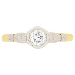 Vintage 0.35 Carat Diamond Solitaire Engagement Ring, circa 1950s