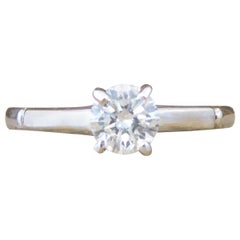 Vintage 0::35 Karat Diamant Solitär Ring in 18 Karat Gelbgold und Weißgold