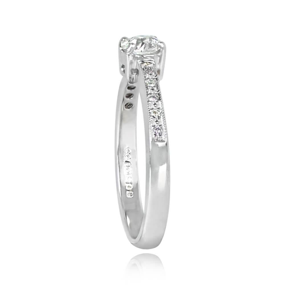 Art Deco Vintage 0.35ct Old European Cut Diamond Engagement Ring, VS1 Clarity, Platinum For Sale
