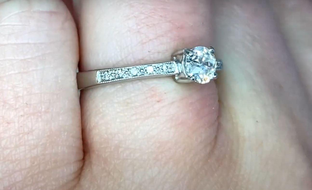Women's Vintage 0.35ct Old European Cut Diamond Engagement Ring, VS1 Clarity, Platinum For Sale
