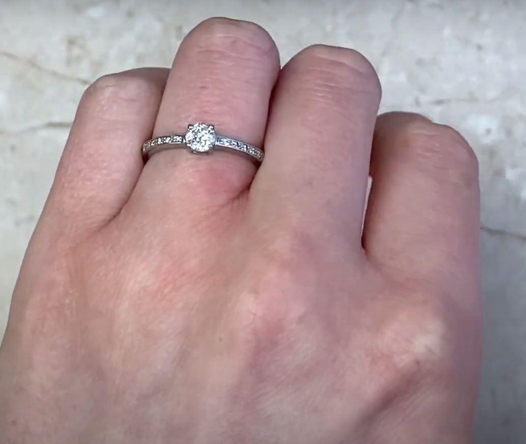 Vintage 0.35ct Old European Cut Diamond Engagement Ring, VS1 Clarity, Platinum For Sale 3