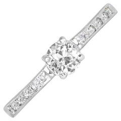 Verlobungsring, Vintage 0,35 Karat Diamant im alteuropäischen Schliff, VS1 Reinheit, Platin