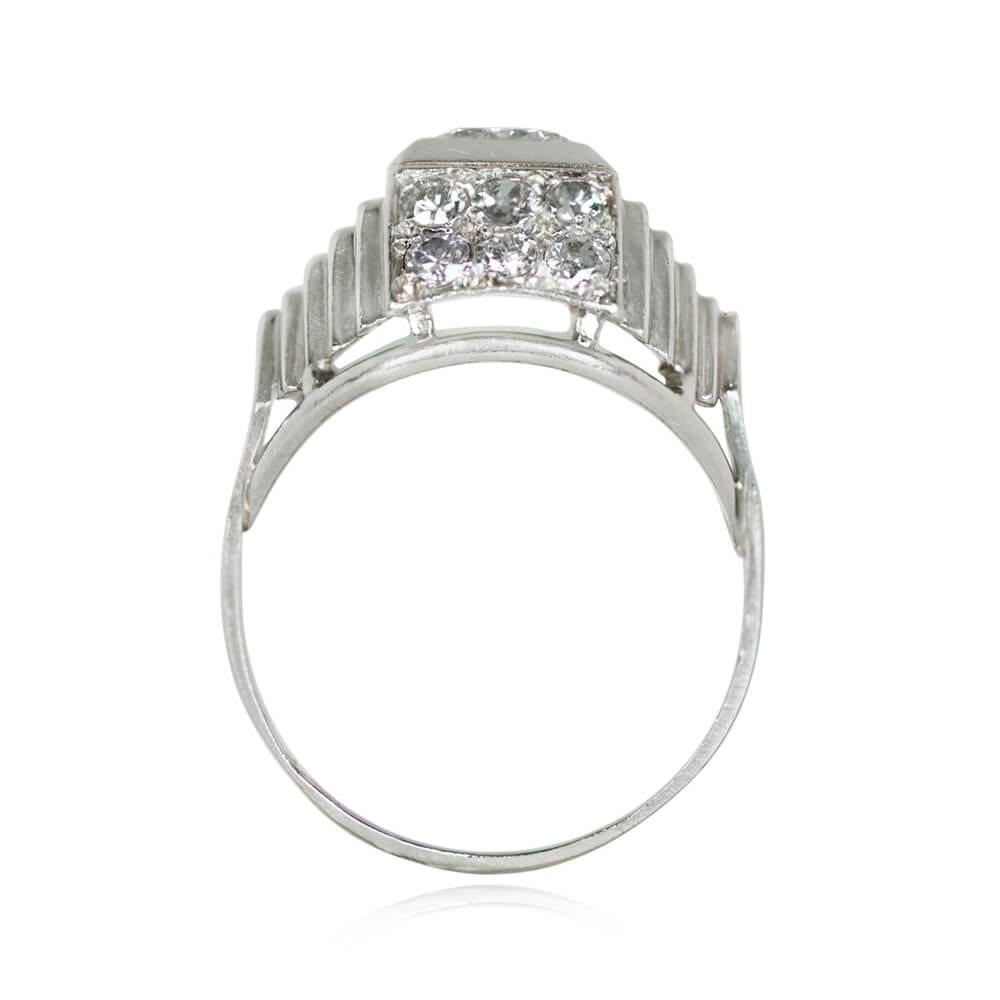 Old European Cut Vintage 0.35ct Transitional Cut Diamond Dome Ring, I Color, Platinum, Circa 1940 For Sale