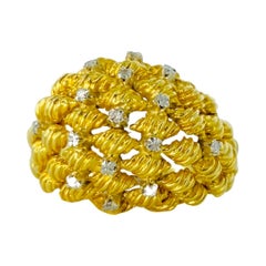 Vintage 0.37 Carat Diamonds Conch Shell Dome Ring 18k Gold