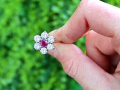 Vintage 0.38 Carat Ruby and 2.46 Carat Diamond Cluster Ring