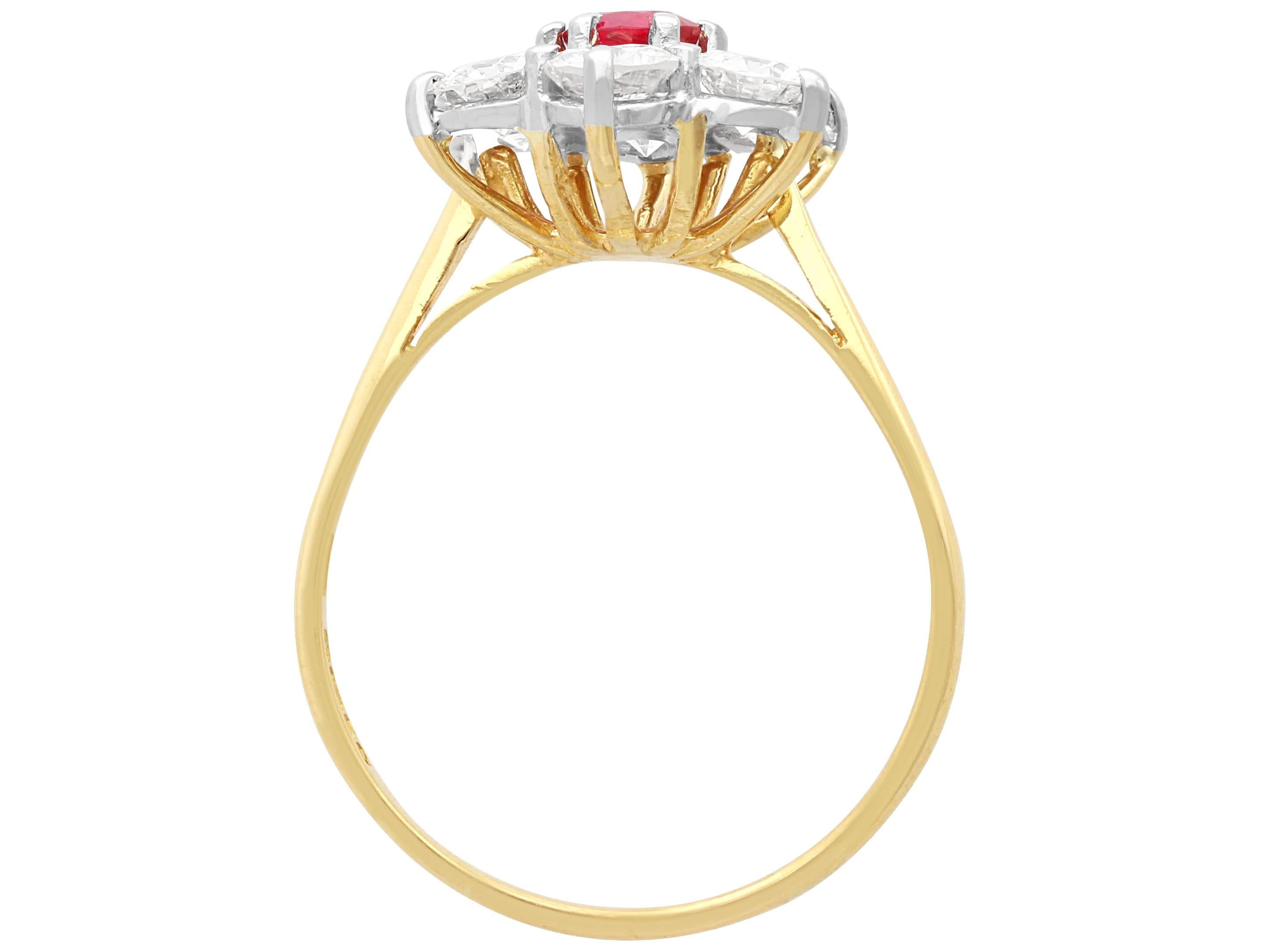 Women's or Men's Vintage 0.38 Carat Ruby and 2.46 Carat Diamond Cluster Ring For Sale