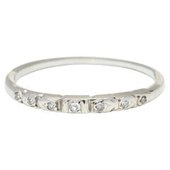 Vintage .03ctw Diamond Wedding Band, 18K White Gold, Ring Size 6.25, Stackable