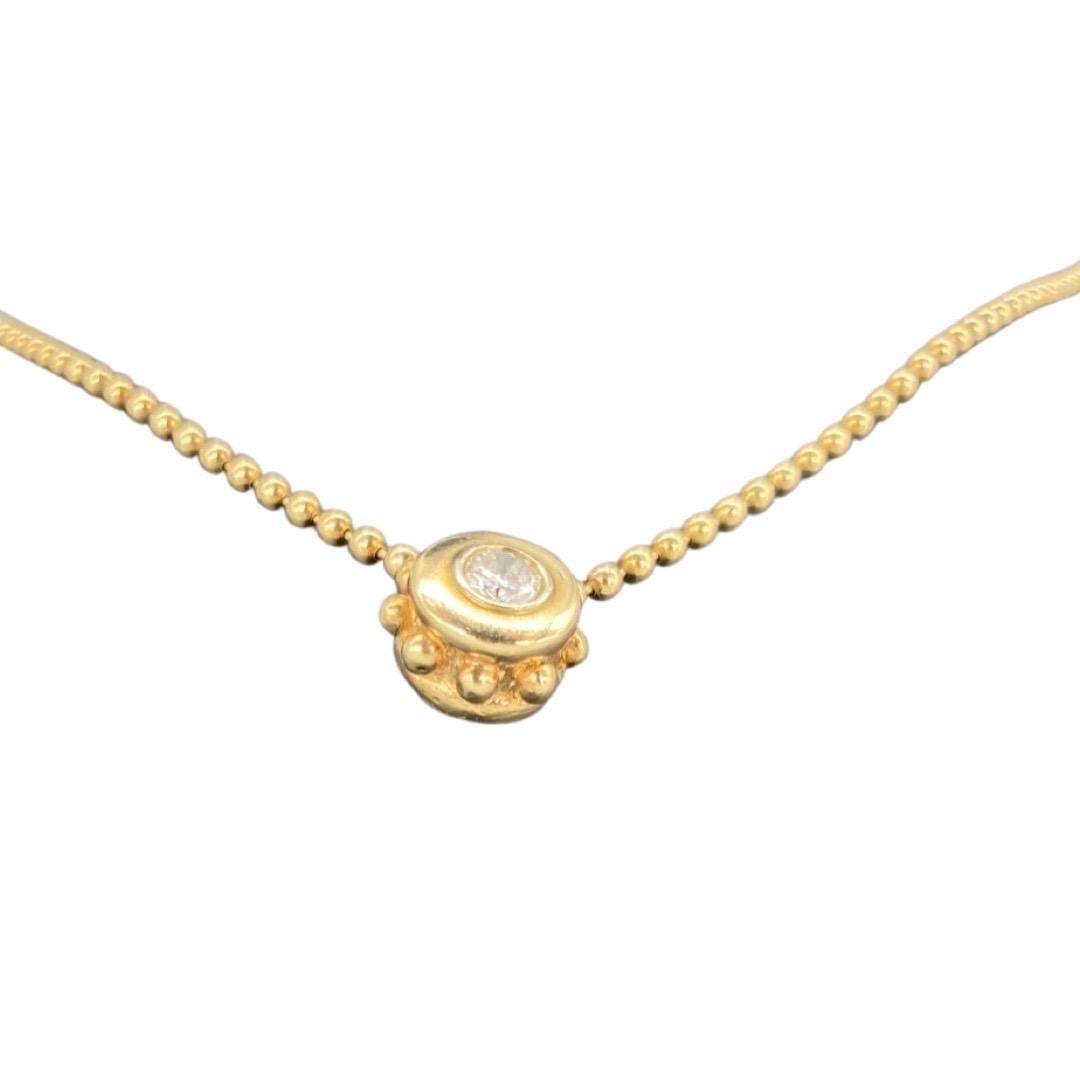 Round Cut Vintage 0.40 carat Diamond Bezel Set Ball Pendant Necklace 14 karat Gold For Sale
