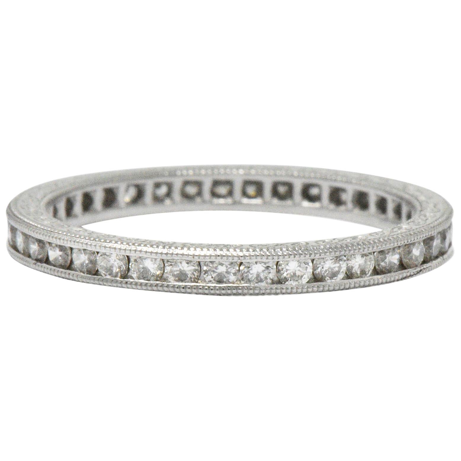 Vintage 0.40 Carat Diamond Platinum Eternity Band Stackable Ring