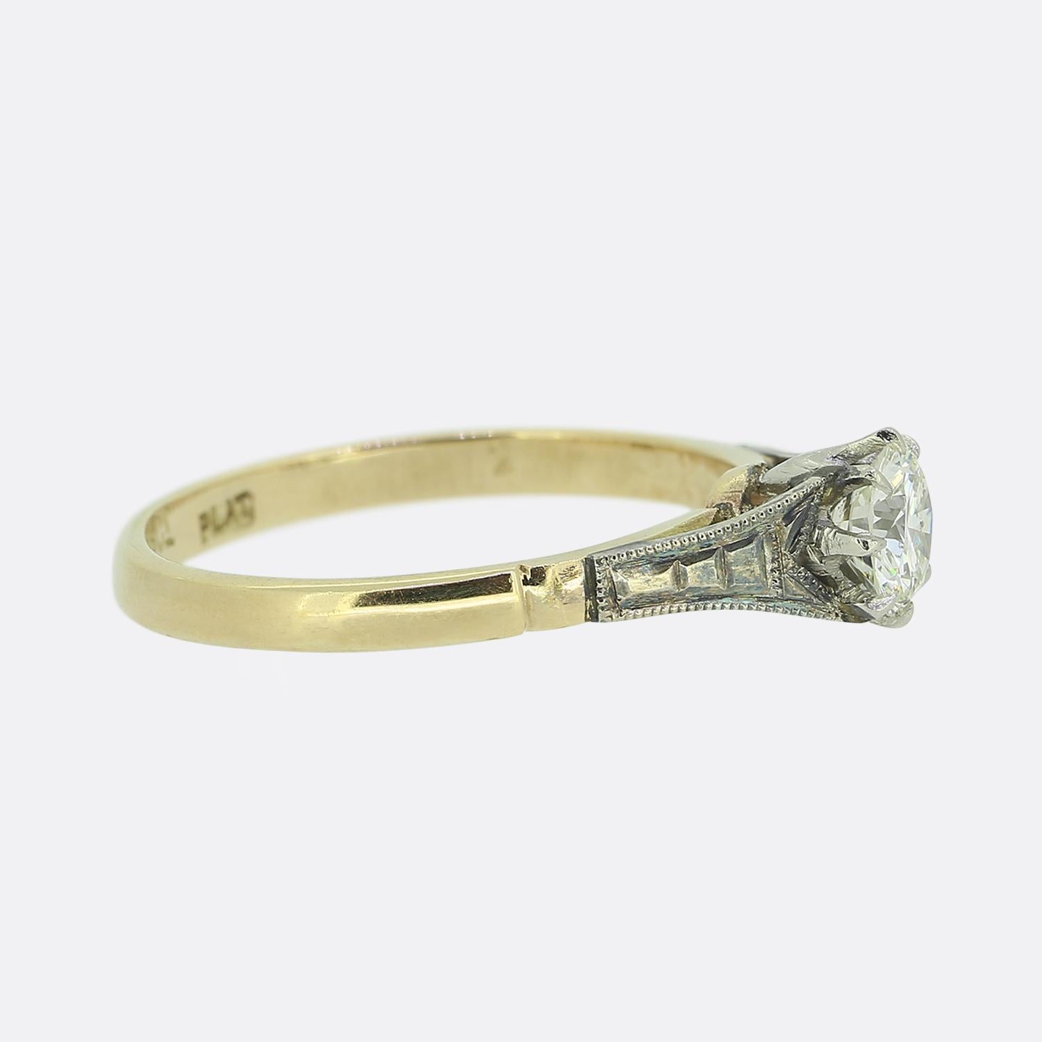 Brilliant Cut Vintage 0.40 Carat Diamond Solitaire Ring For Sale
