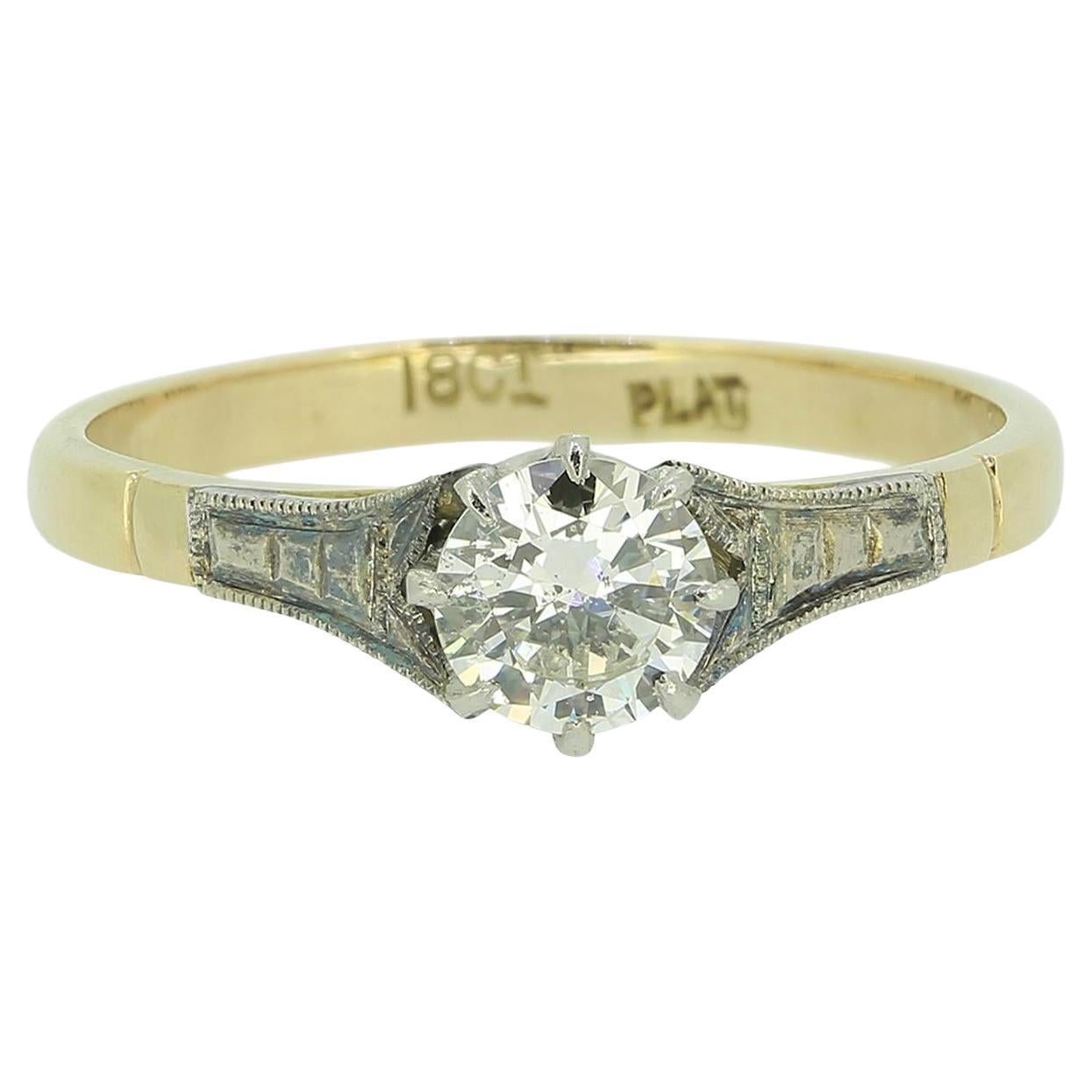 Vintage 0.40 Carat Diamond Solitaire Ring For Sale