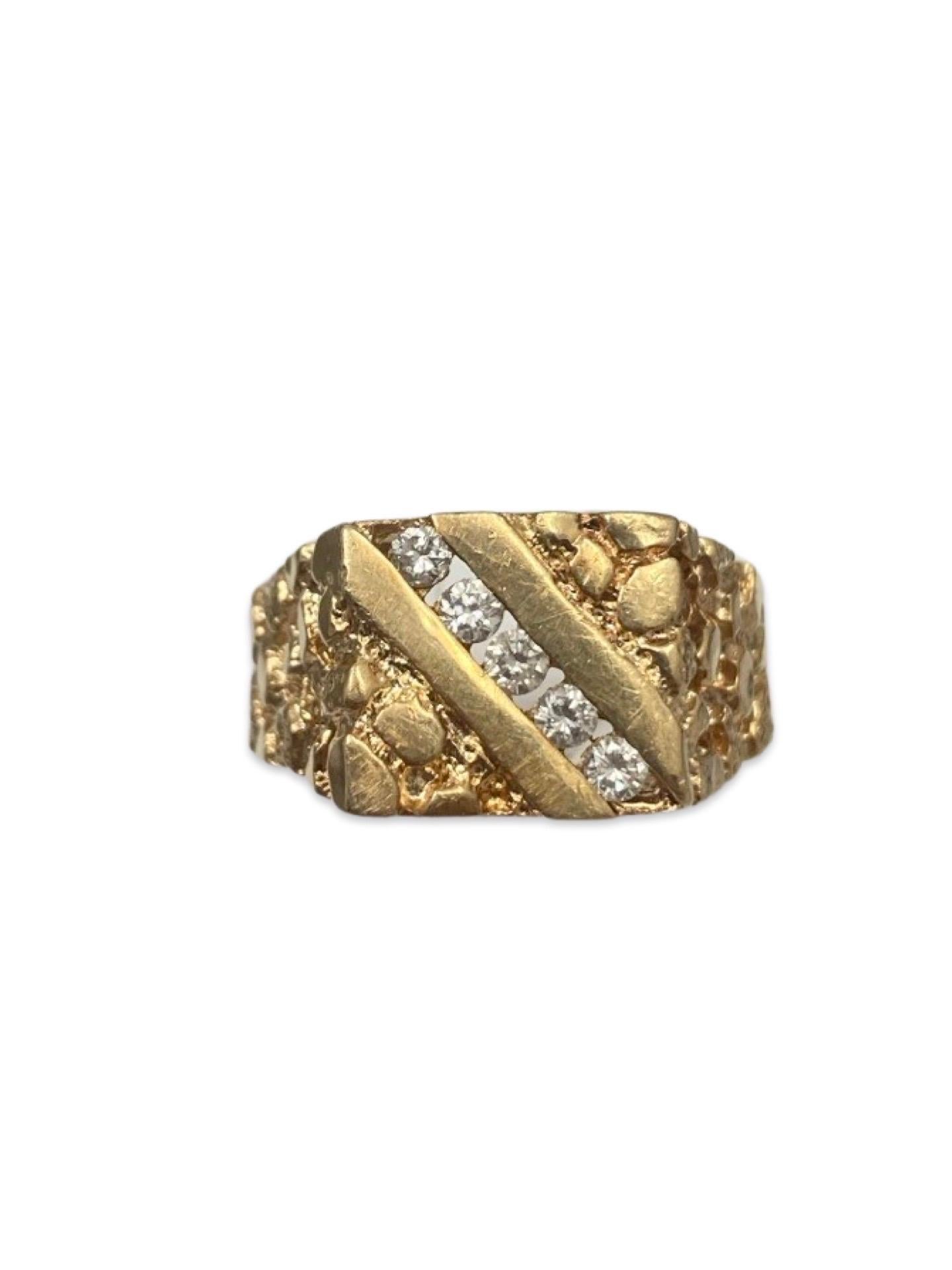 Vintage 0.40 Carat Diamonds Nugget Design Ring 14k Gold In Good Condition For Sale In Miami, FL